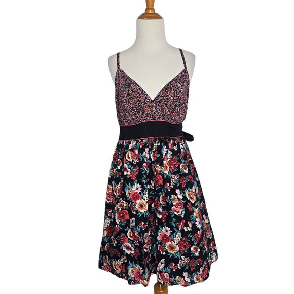 Vintage Y2K Babydoll Dress Floral Thin Straps Belted Xhilaration Women XXL - Picture 1 of 11
